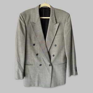 Vintage Terzo Uomo Pure Wool Houndstooth Double Breasted Blazer Sports Jacket